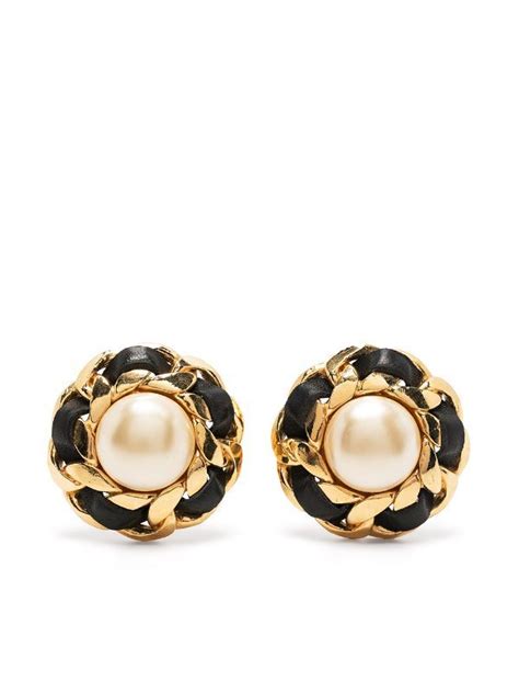 chanel earrings pearls|pre owned chanel earrings.